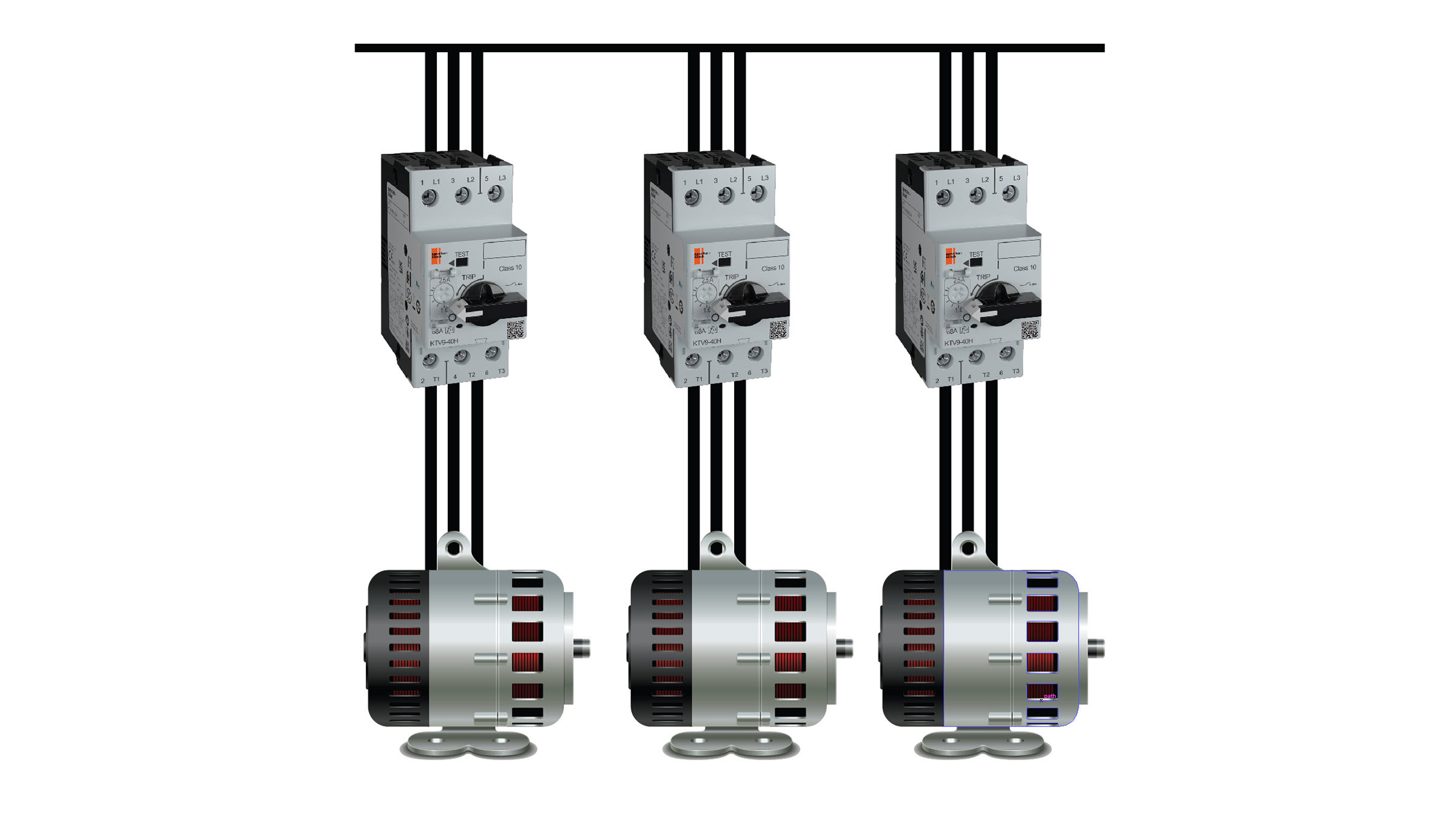 A manual, self-protected motor controller suitable for control of VFDs and group installations